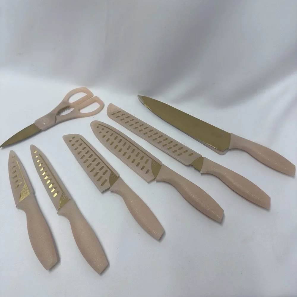 PARIS HILTON 13‎ PIECE CUTLERY SET PARIS HILTON KITCHEN KNIFES PINK & GOLD NEW